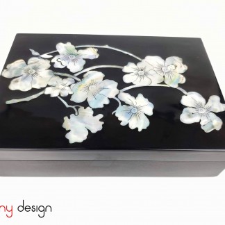 Rectangular box with pearl orchids  23*16cm